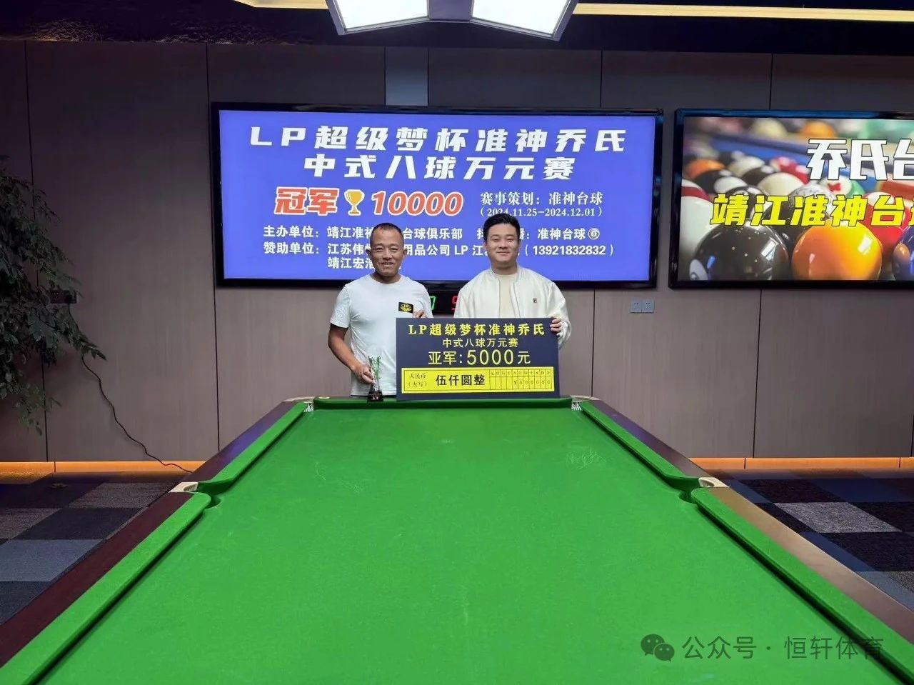 赛果 | LP超级梦杯准神乔氏靖江中式八球万元赛 戴锋 夺冠(图2)