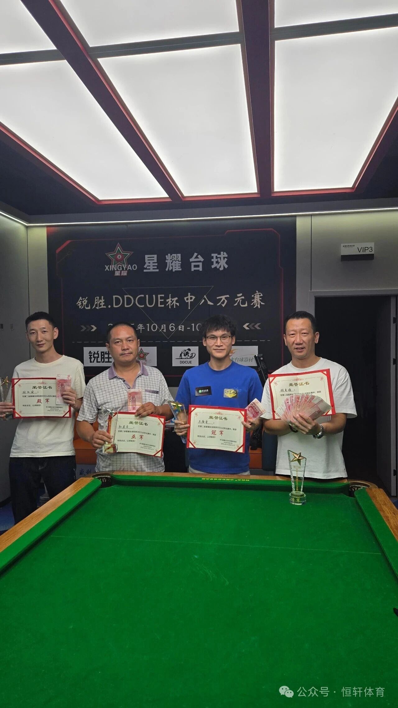捷报 | 祝贺LP球员 王庭肯 荣获武汉星耀台球中八万元赛 冠军