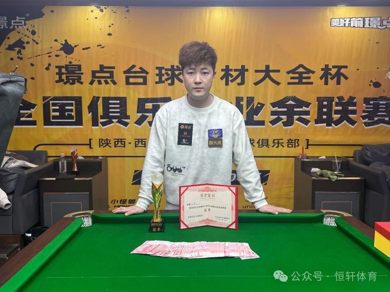 捷报 | 祝贺LP球员 田诚 荣获西安璟点星火台球俱乐部公开赛 冠军