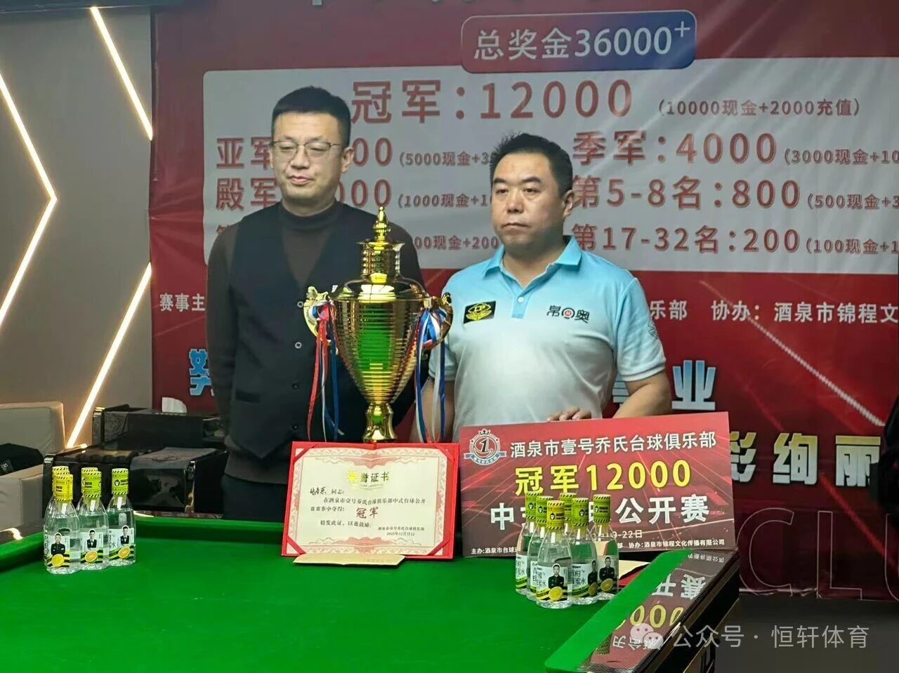 捷报 | 祝贺LP球员 张春荣、居金源 包揽甘肃省酒泉市壹号台球俱乐部开业公开赛 冠亚军