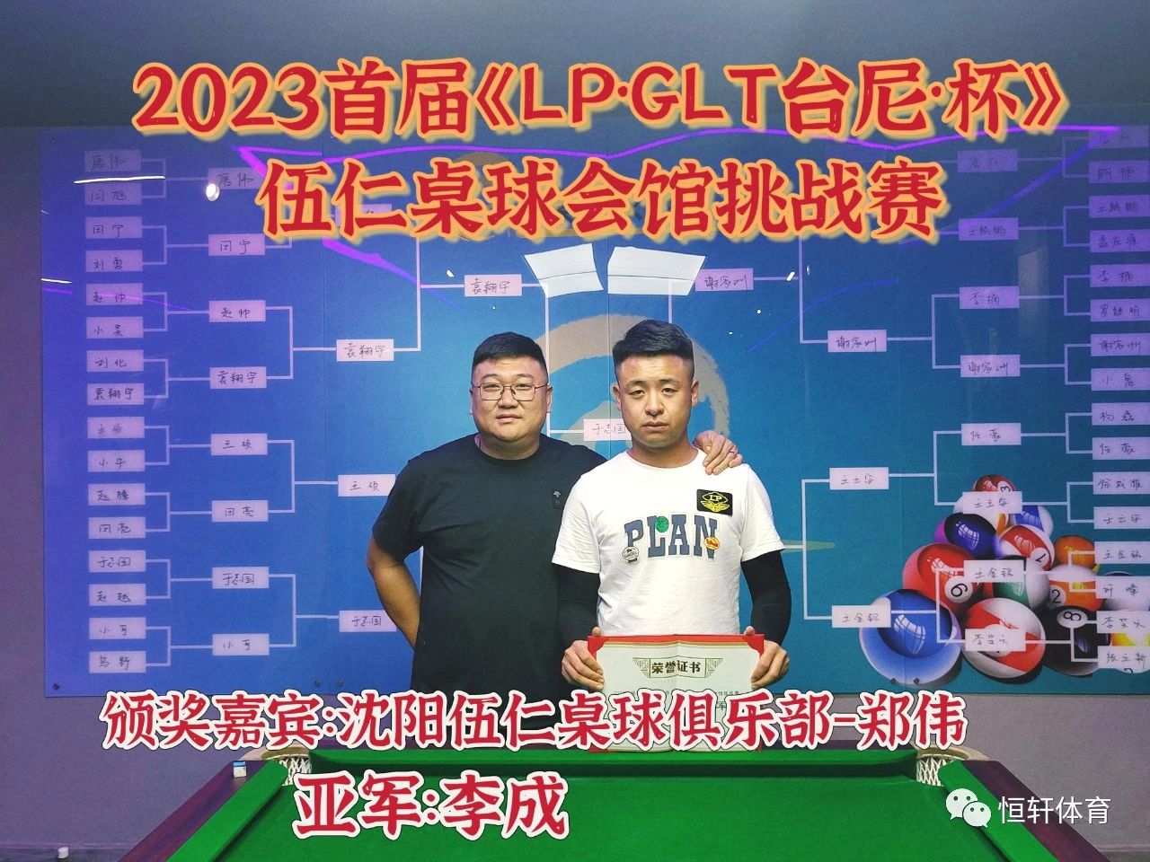 赛果 | 首届《LP·GLT台尼·杯》沈阳伍仁桌球会馆挑战赛 于志国夺冠(图2)