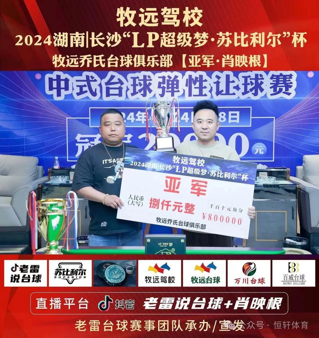 赛果 | 牧远驾校2024“LP超级梦.苏比利尔”杯中式台球弹性让球赛 刘东 夺冠(图2)