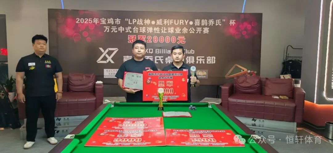 赛果 | 2025年宝鸡市“LP战神·威利FURY·喜鹊乔氏”杯万元中式台球弹性让球业余公开赛 曹彦斌 夺冠(图2)