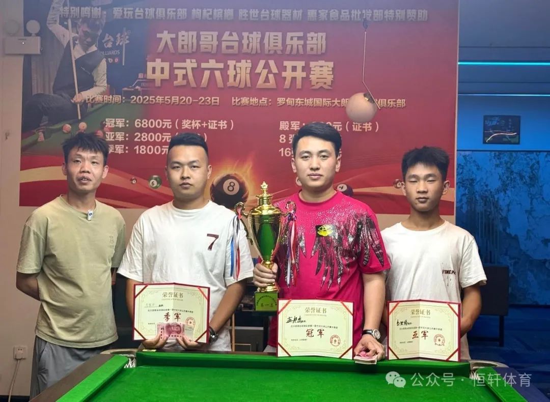 捷报 | 祝贺LP球员 孟邦杰 荣获黔南大朗哥台球俱乐部中式六球公开赛 冠军(图2)