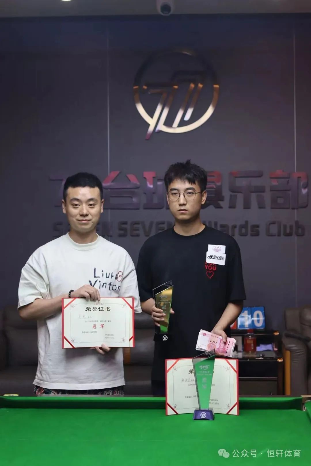 捷报 | 祝贺LP球员 蒋志茂、杨晓星 包揽2025巩义市77台球俱乐部周年中式八球万元赛 冠亚军(图2)